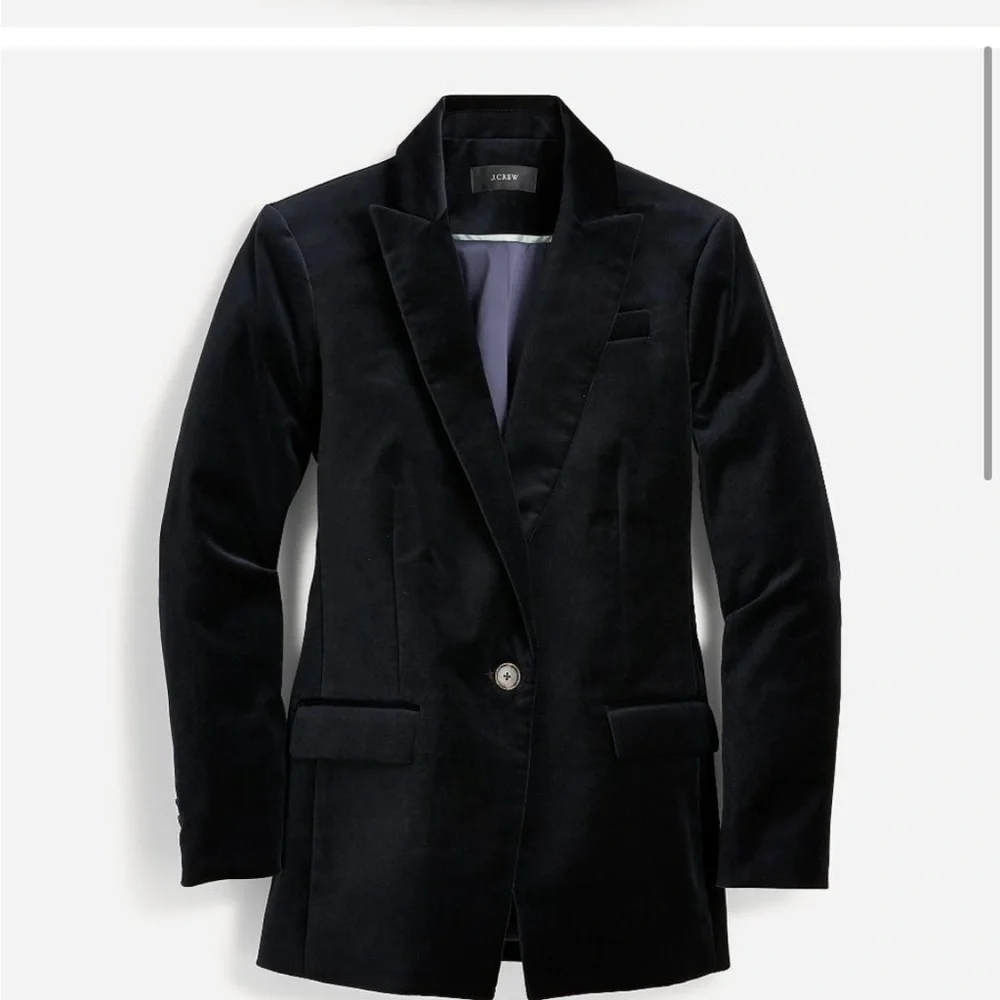 J. CREW Willa Blazer in Stretch Velvet Black size 2 - Picture 6 of 13